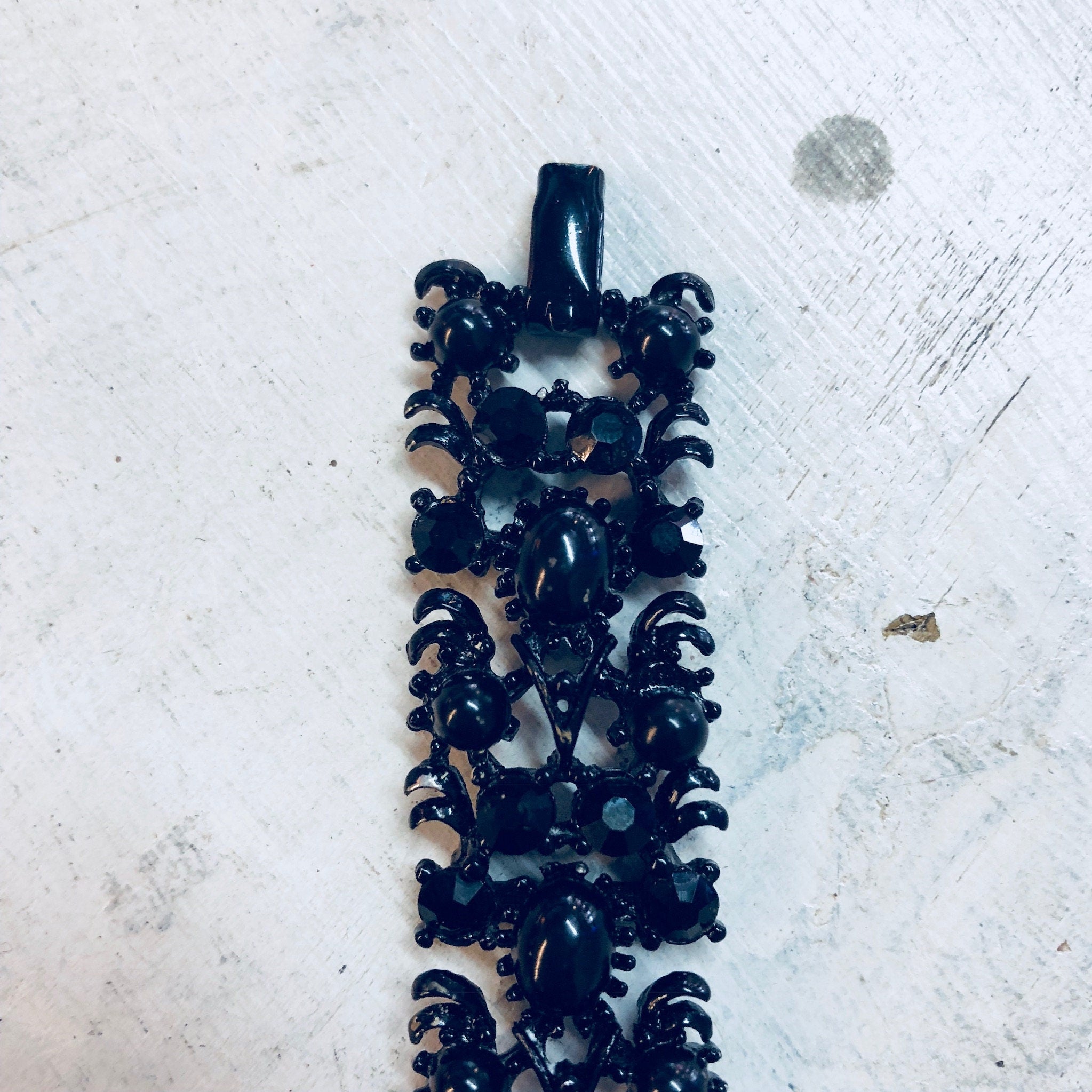 Vintage Bracelet, Weiss Bracelet, Beaded Bracelet, Rhinestone Jewelry, Black Bracelet, Weiss Jewelry, Designer Jewelry, Vintage Jewelry