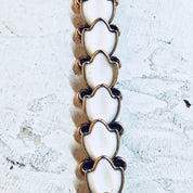 Vintage Bracelet, Trifari Bracelet, White and Gold, Costume Jewelry, Statement Jewelry, Flower Bracelet, Link Bracelet, Vintage Jewelry,