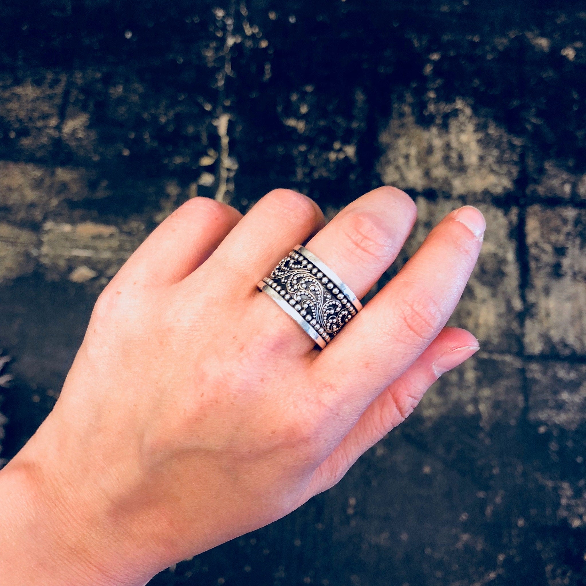 Vintage Silver Ring, Lois Hill Ring, Wide Band, Filagree Design, Eternity Ring, Sterling Silver, Vintage Jewelry, 925, Designer Jewelry,