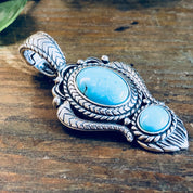 Vintage Silver Pendant, Sterling Silver, Turquoise Pendant, Southwestern, Vintage Jewelry, Vintage Necklace, Blue, Silver, Statement Jewelry