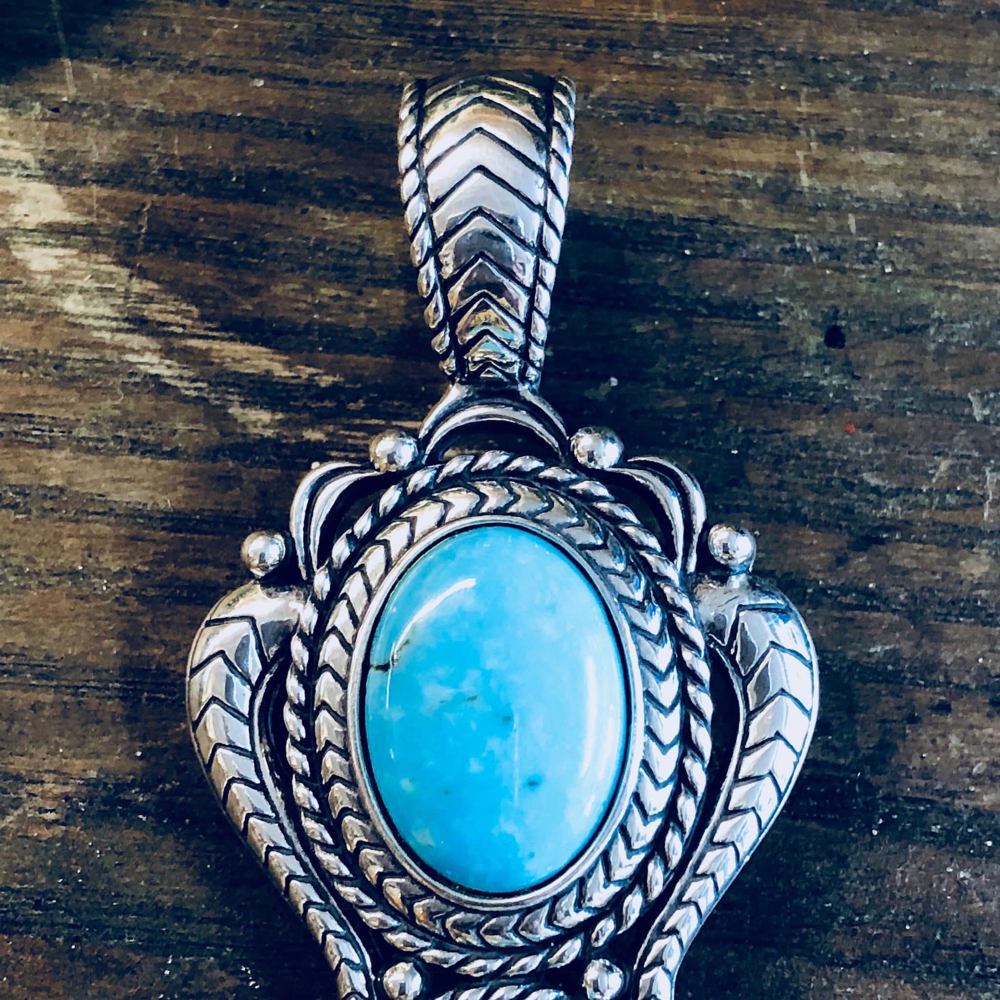 Vintage Silver Pendant, Sterling Silver, Turquoise Pendant, Southwestern, Vintage Jewelry, Vintage Necklace, Blue, Silver, Statement Jewelry