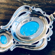 Vintage Silver Pendant, Sterling Silver, Turquoise Pendant, Southwestern, Vintage Jewelry, Vintage Necklace, Blue, Silver, Statement Jewelry