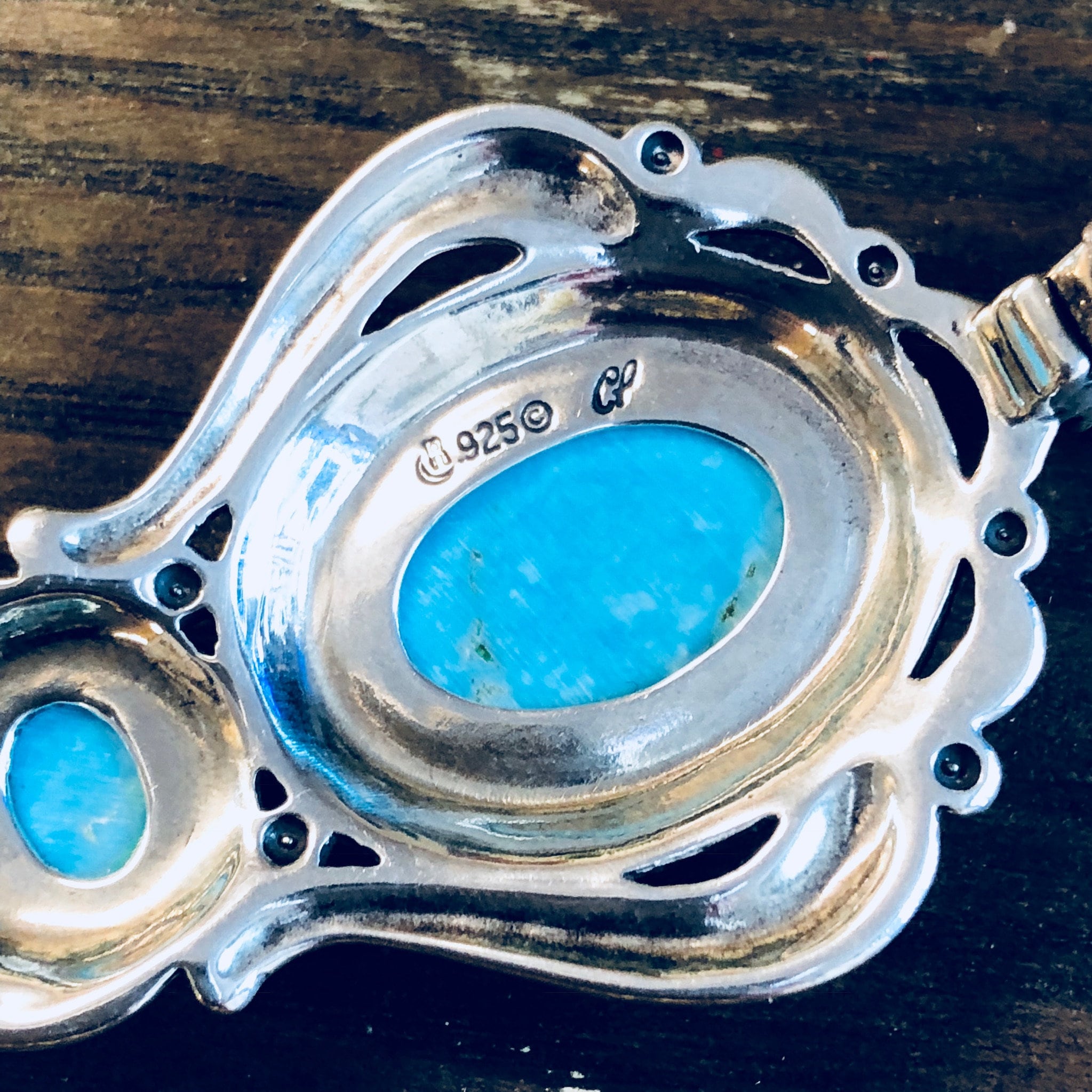 Vintage Silver Pendant, Sterling Silver, Turquoise Pendant, Southwestern, Vintage Jewelry, Vintage Necklace, Blue, Silver, Statement Jewelry