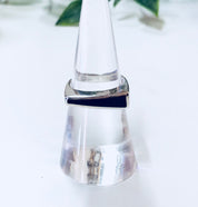 Vintage Silver Ring, Black Onyx Ring, Black and Silver, Sterling Silver, Vintage Jewelry, Anniversary Gift, Simple Ring, Abstract Jewelry