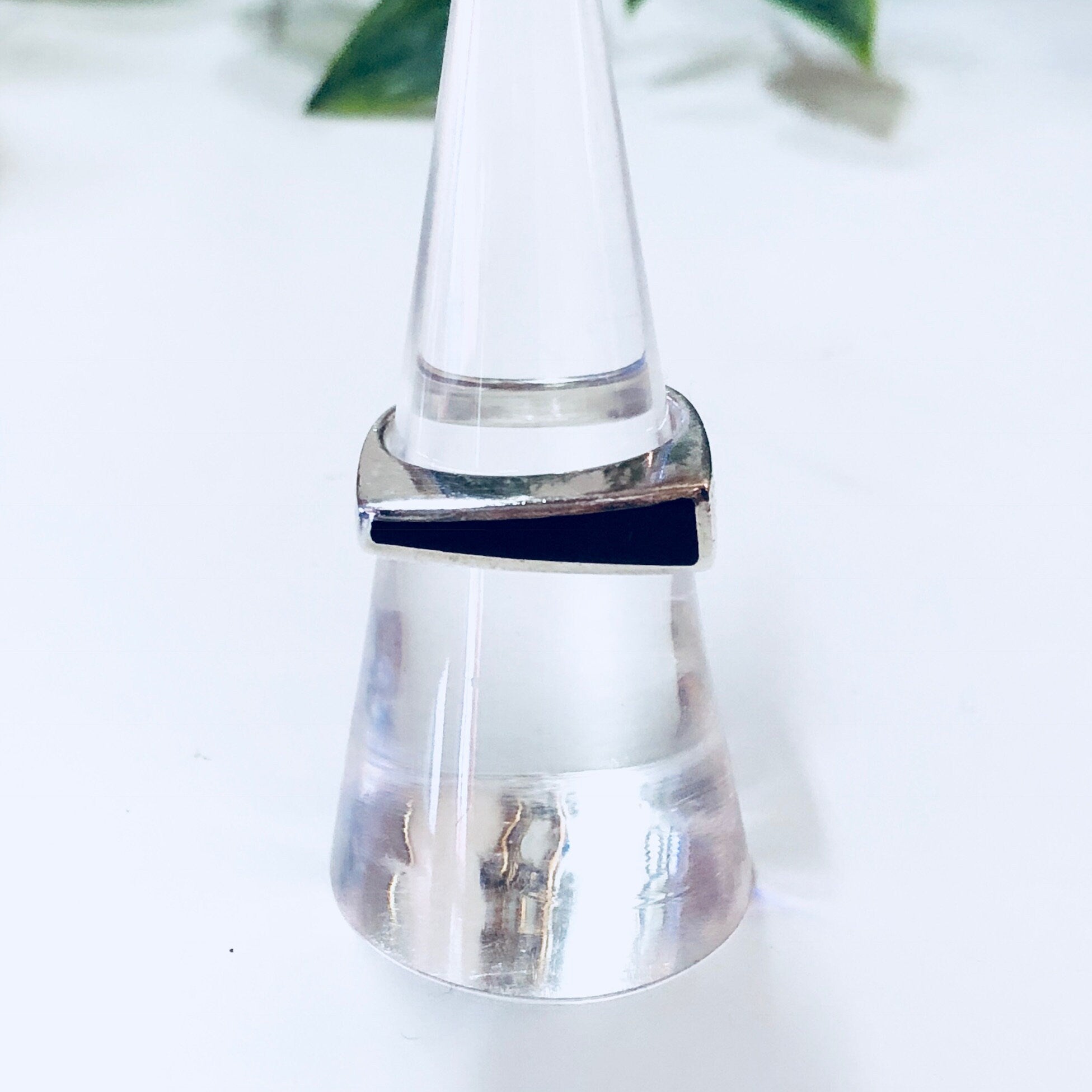 Vintage Silver Ring, Black Onyx Ring, Black and Silver, Sterling Silver, Vintage Jewelry, Anniversary Gift, Simple Ring, Abstract Jewelry