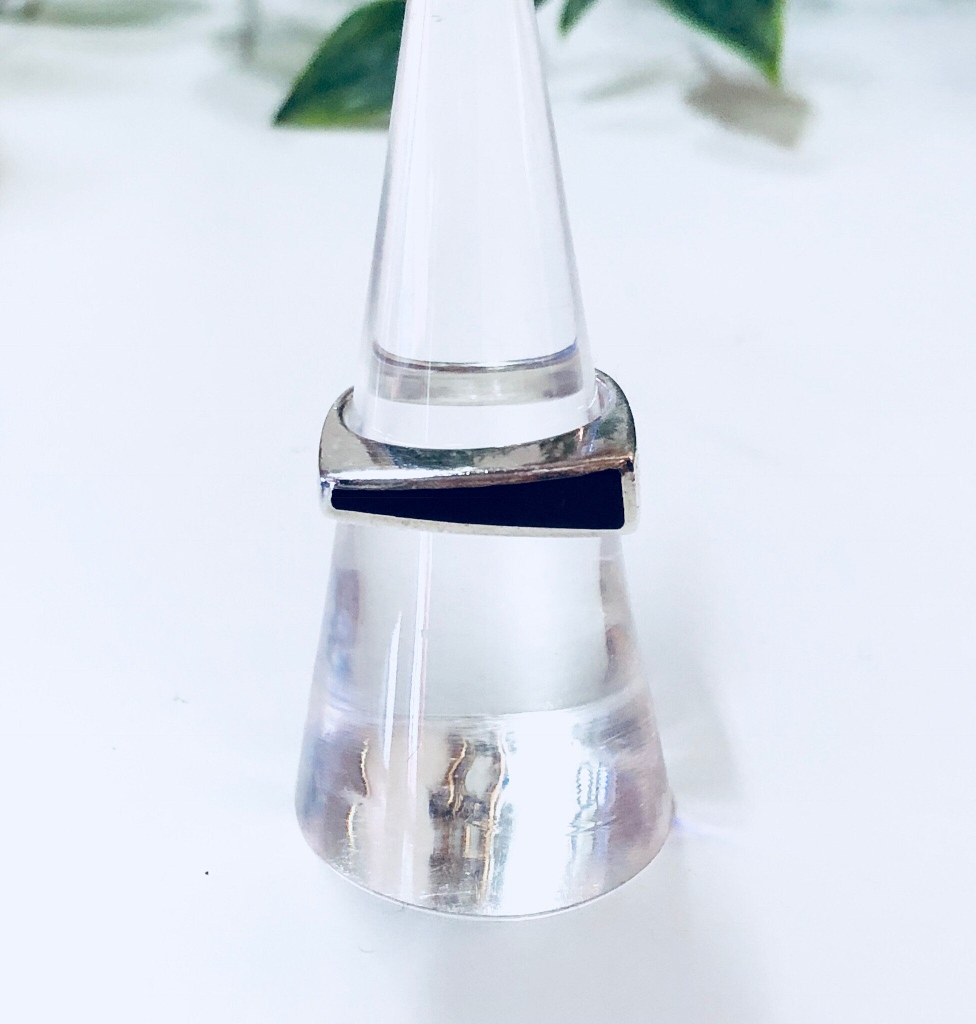 Vintage Silver Ring, Black Onyx Ring, Black and Silver, Sterling Silver, Vintage Jewelry, Anniversary Gift, Simple Ring, Abstract Jewelry