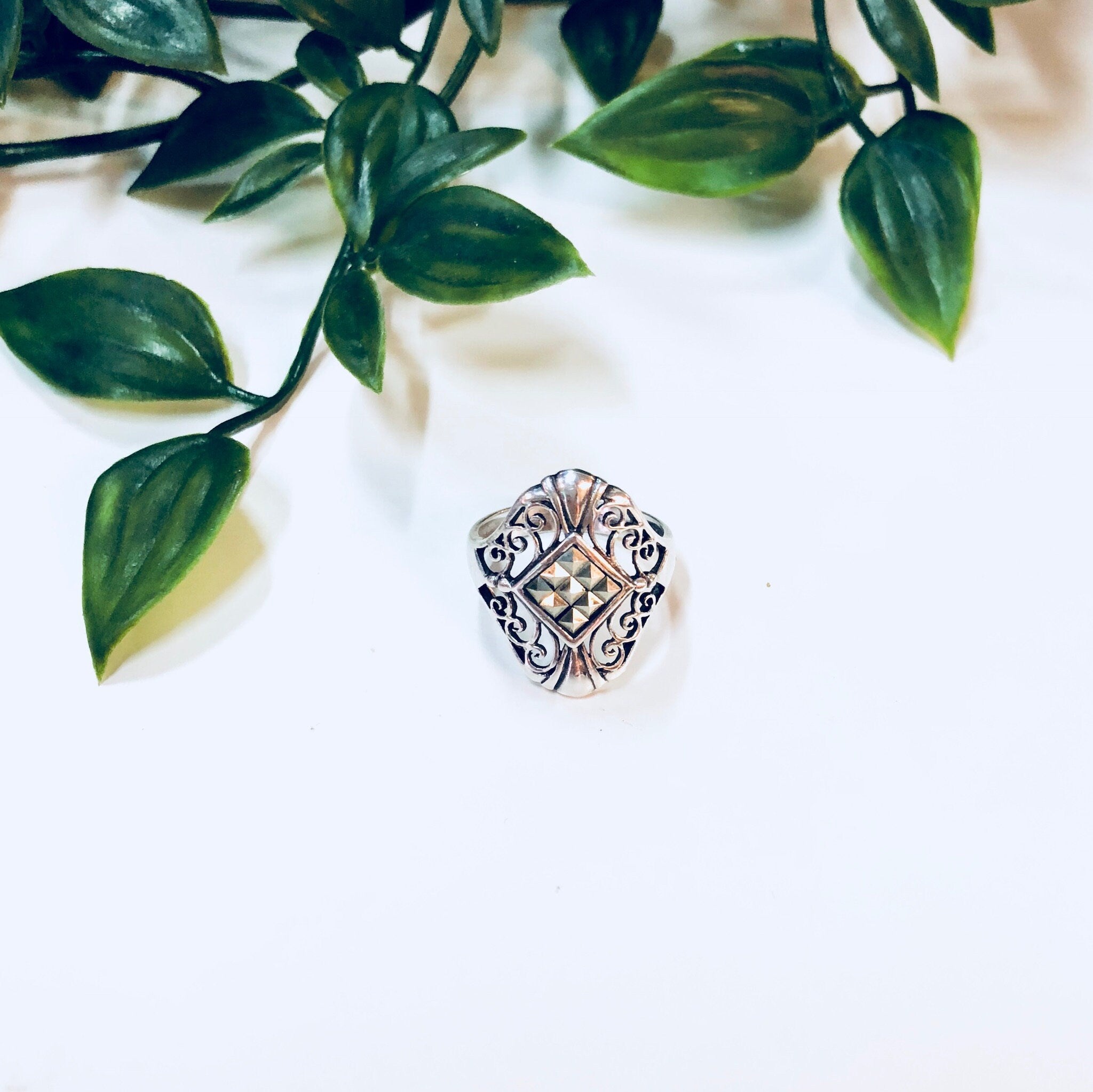 Vintage Silver Ring, Sterling Silver, Vintage Jewelry, Marcasite Ring, Filagree, Anniversary Gift, Engagement Ring, Promise Ring, Statement