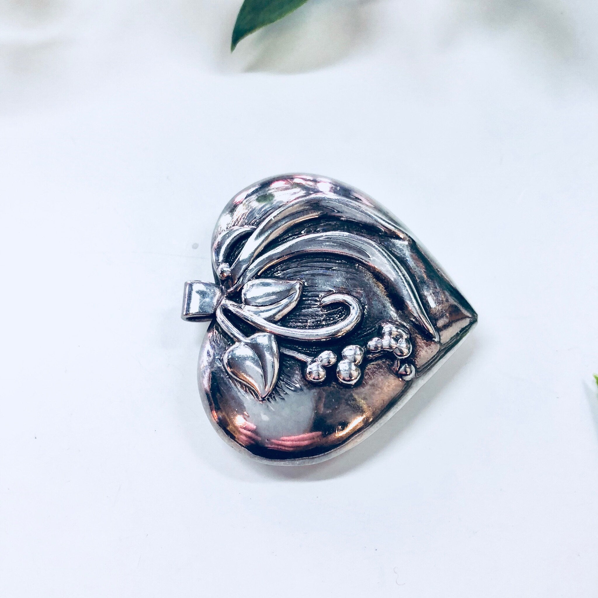 Vintage Pendant, Sterling Silver, Vintage Jewelry, Heart Pendant, Heart Shape, Puffy Pendant, Vintage Necklace, Large Pendant, 925, Heart