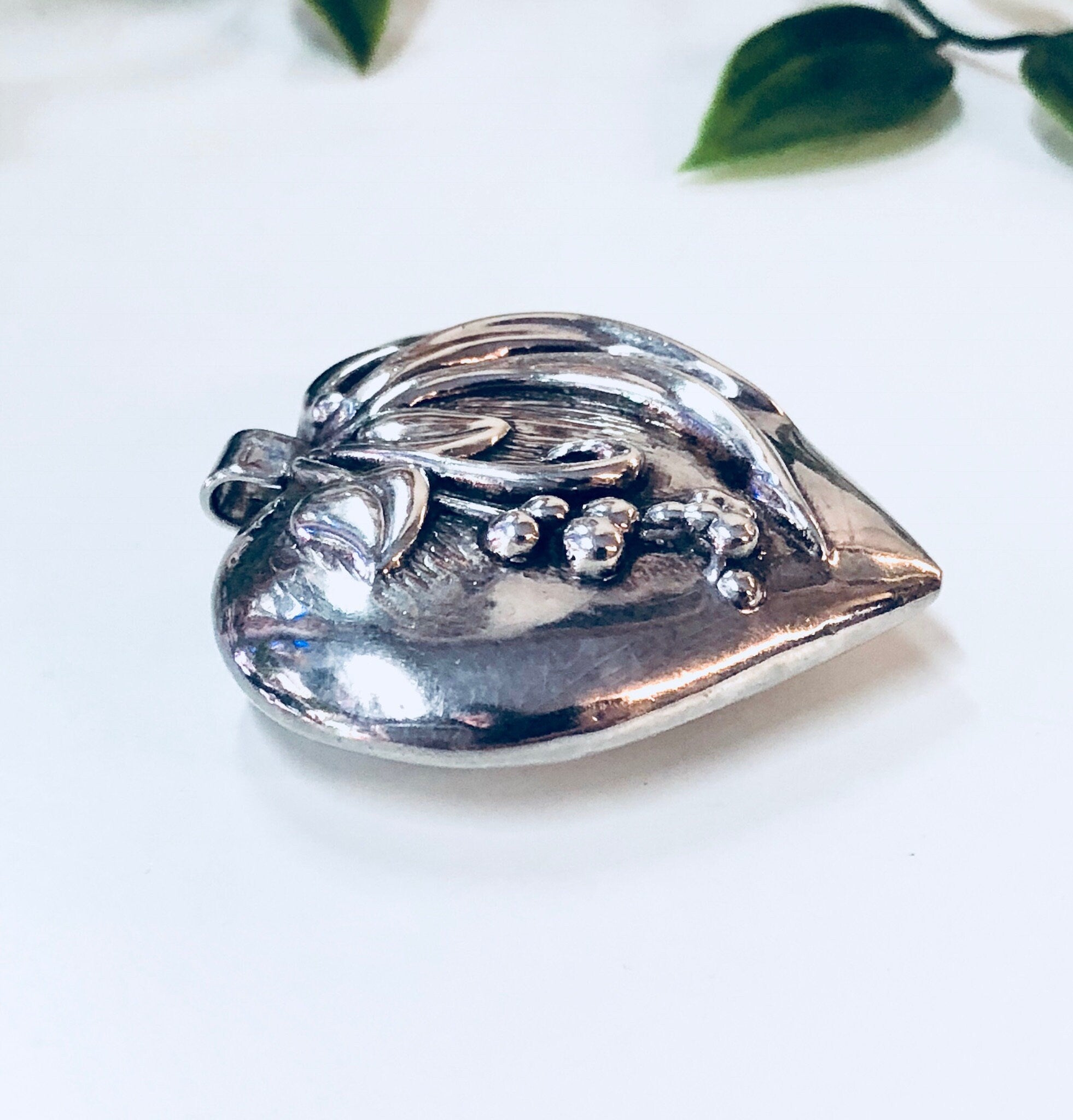 Vintage Pendant, Sterling Silver, Vintage Jewelry, Heart Pendant, Heart Shape, Puffy Pendant, Vintage Necklace, Large Pendant, 925, Heart