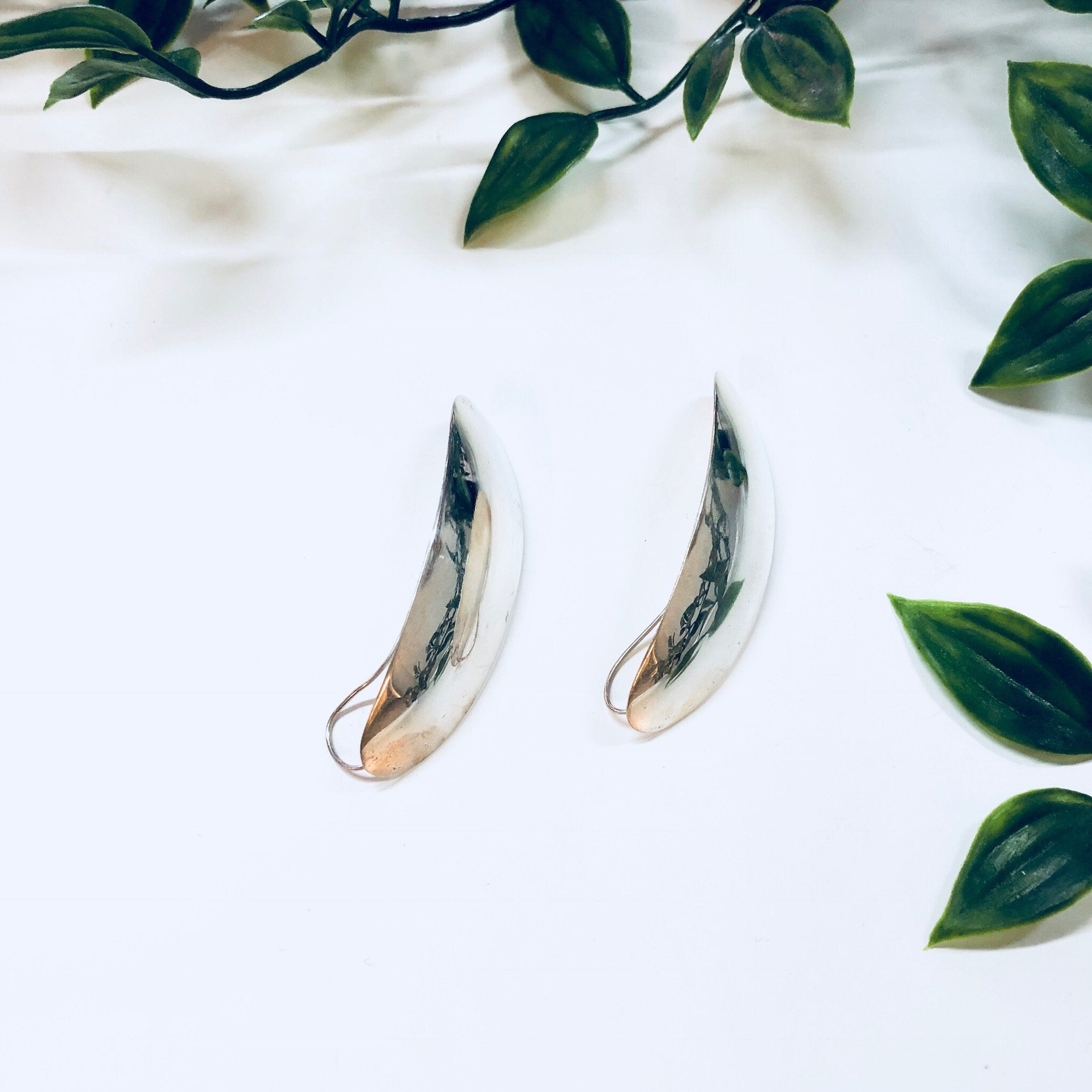 Vintage Silver Earrings, Sterling Silver, 925, Vintage Jewelry, Statement Jewelry, Minimal Design, Unique Earrings, Anniversary Gift, Big