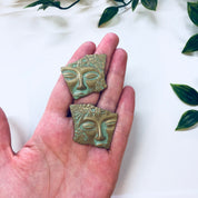 Vintage Earrings, Face Earrings, Art Deco, Costume Jewelry, Vintage Jewelry, Statement Jewelry, Fairy, Green, Gold, Patina, Pierced Ears
