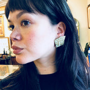 Vintage Earrings, Face Earrings, Art Deco, Costume Jewelry, Vintage Jewelry, Statement Jewelry, Fairy, Green, Gold, Patina, Pierced Ears