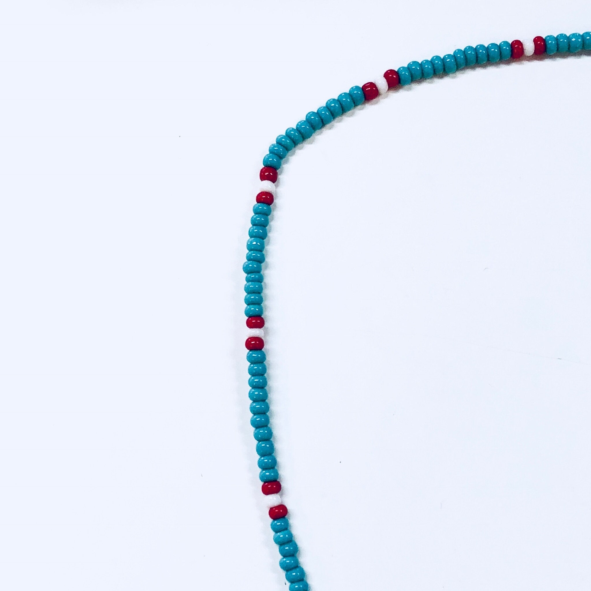Vintage Necklace, Beaded Necklace, Beaded Jewelry, Vintage Jewelry, Blue, Red, White, Small Beads, Statement Jewelry, Beads,Anniversary Gift