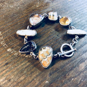 Echo of The Dreamer Bracelet, Sterling Silver, Toggle Bracelet, Vintage Jewelry, Pearl, Citrine, Natural Stones, Designer Jewelry, Rare