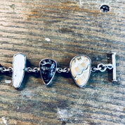 Echo of The Dreamer Bracelet, Sterling Silver, Toggle Bracelet, Vintage Jewelry, Pearl, Citrine, Natural Stones, Designer Jewelry, Rare