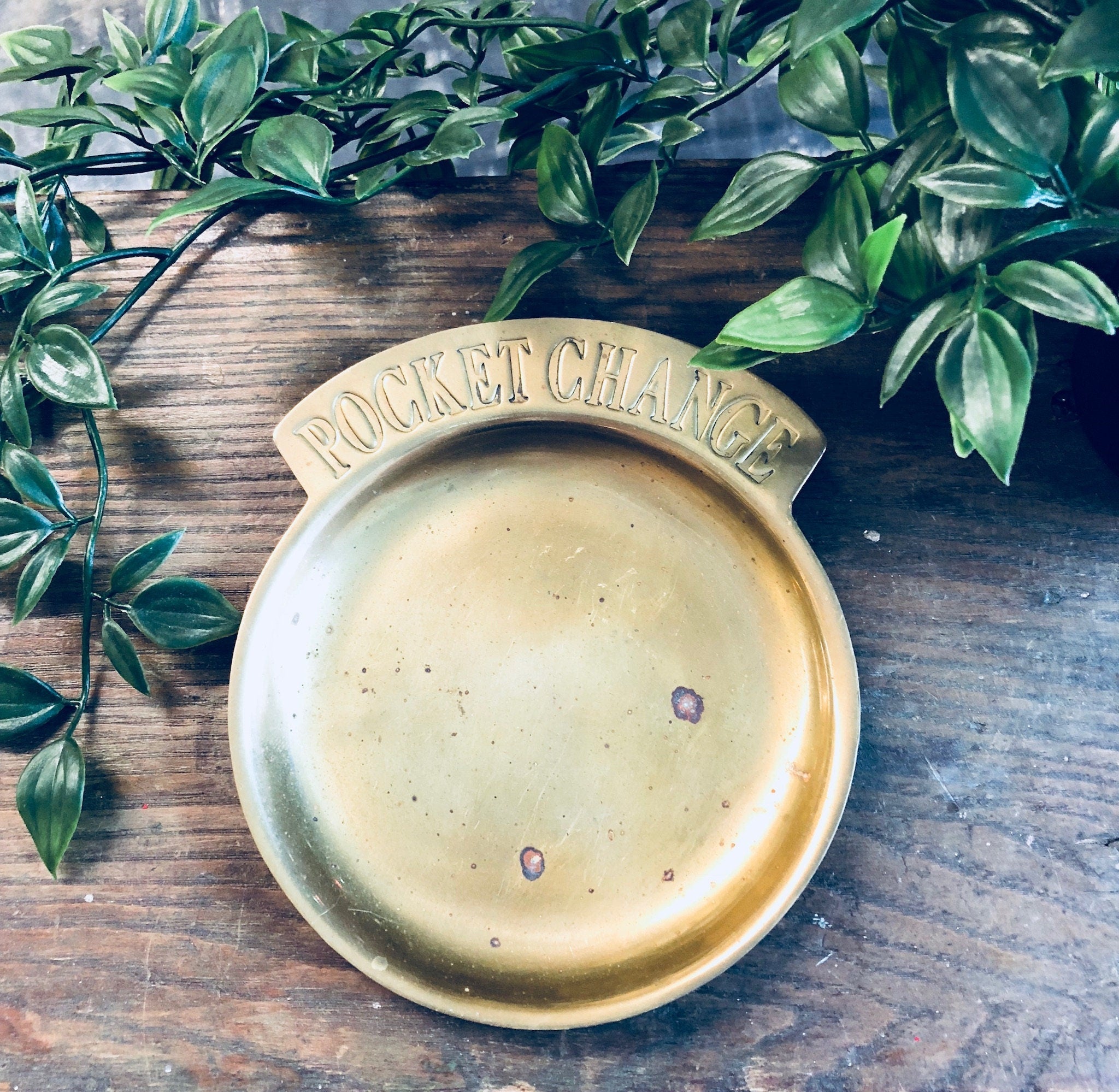 Brass Dish, Pocket Change Dish, Brass Decor, Vintage Home Decor, Catch All Dish, Jewelry Dish, Ring Dish, Solid Brass, Small Dish, Change
