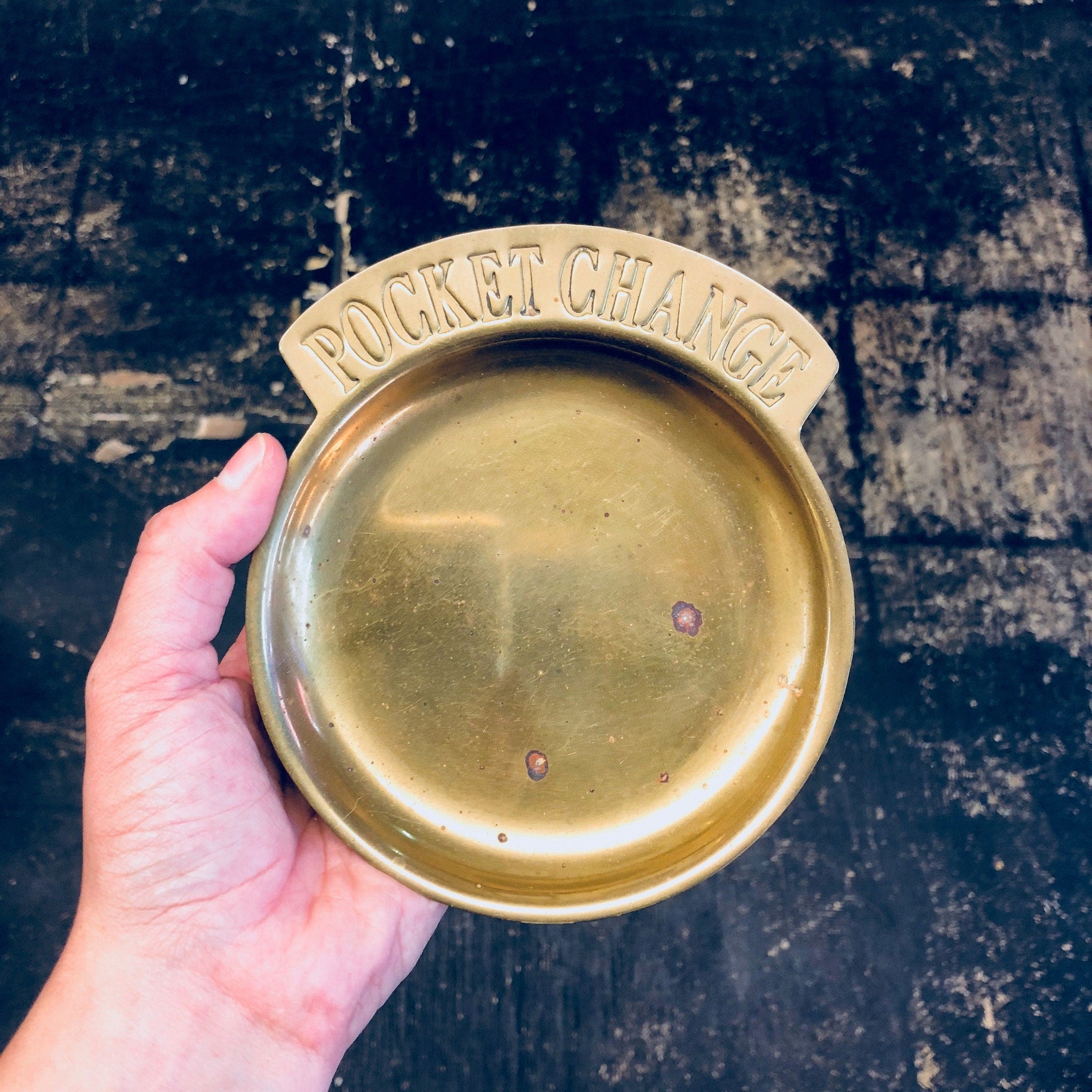 Brass Dish, Pocket Change Dish, Brass Decor, Vintage Home Decor, Catch All Dish, Jewelry Dish, Ring Dish, Solid Brass, Small Dish, Change