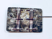 Vintage Brooch, Sterling Silver, Silver Brooch, Vintage Pin, Copper Brooch, Red Stones, Anniversary Gift, Vintage Jewelry, Red Jewelry