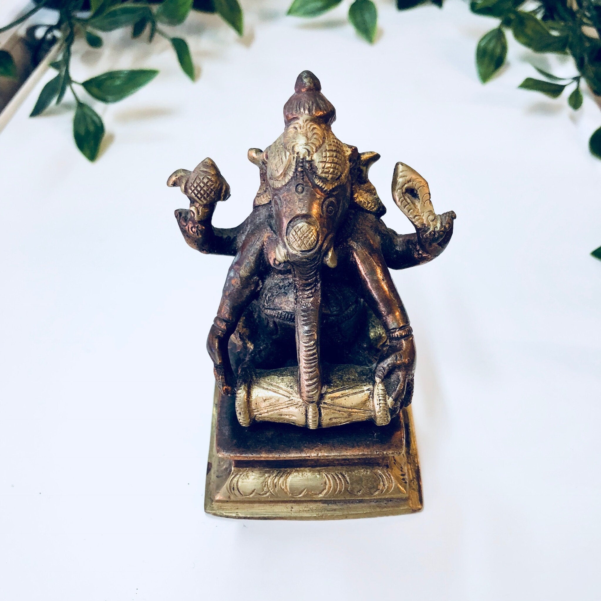 Vintage Ganesha Statue, Ganesha Figurine, Elephant Statue, Hindu Decor, Vintage Home Decor, Brass, Copper, Ganesha, Mantle, Collectible