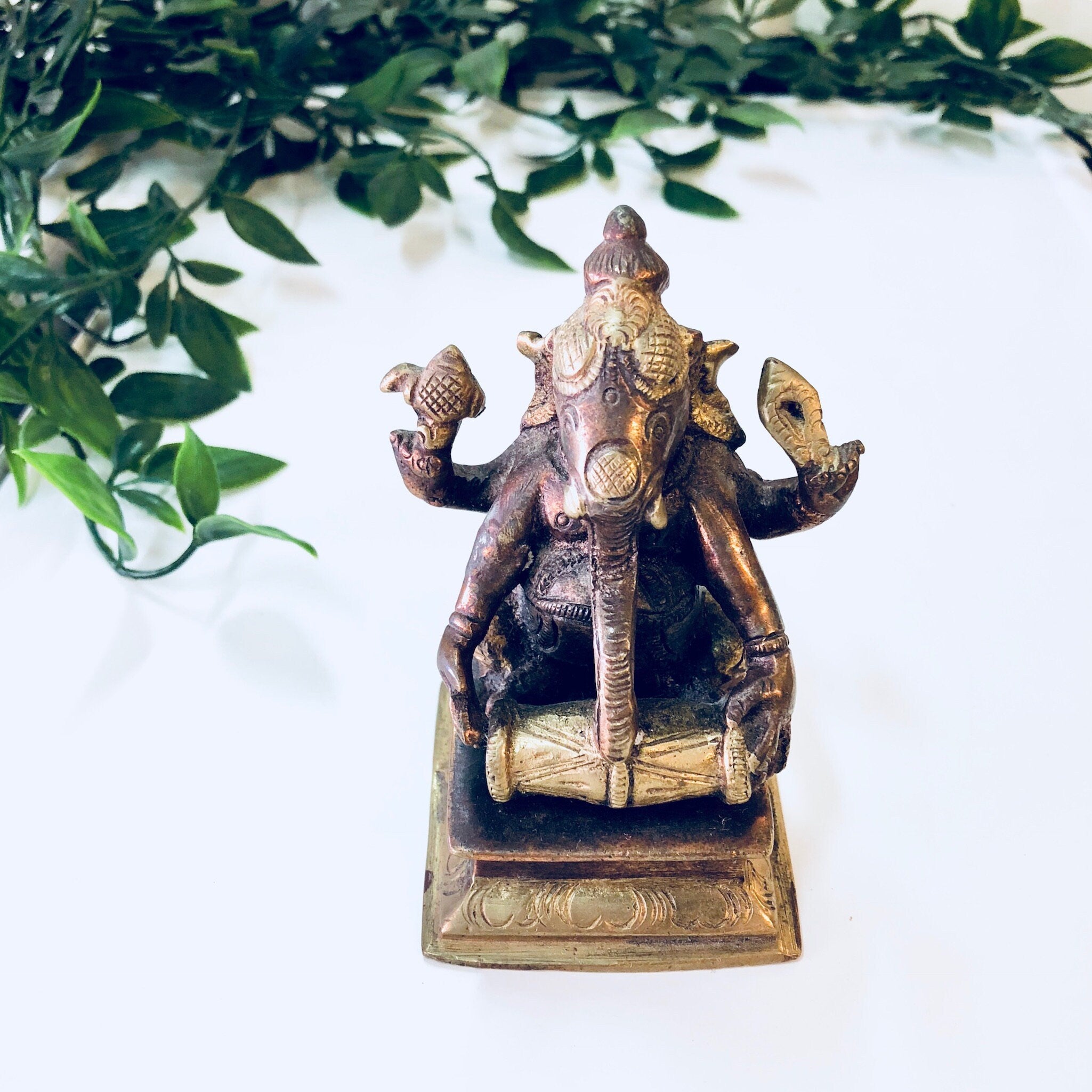 Vintage Ganesha Statue, Ganesha Figurine, Elephant Statue, Hindu Decor, Vintage Home Decor, Brass, Copper, Ganesha, Mantle, Collectible