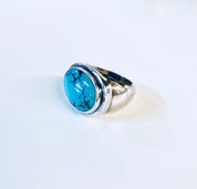 Vintage Silver Ring, Turquoise Ring, Vintage Jewelry, Sterling Silver, Statement Jewelry, Blue, Silver, Southwestern Ring, Turquoise, Ring