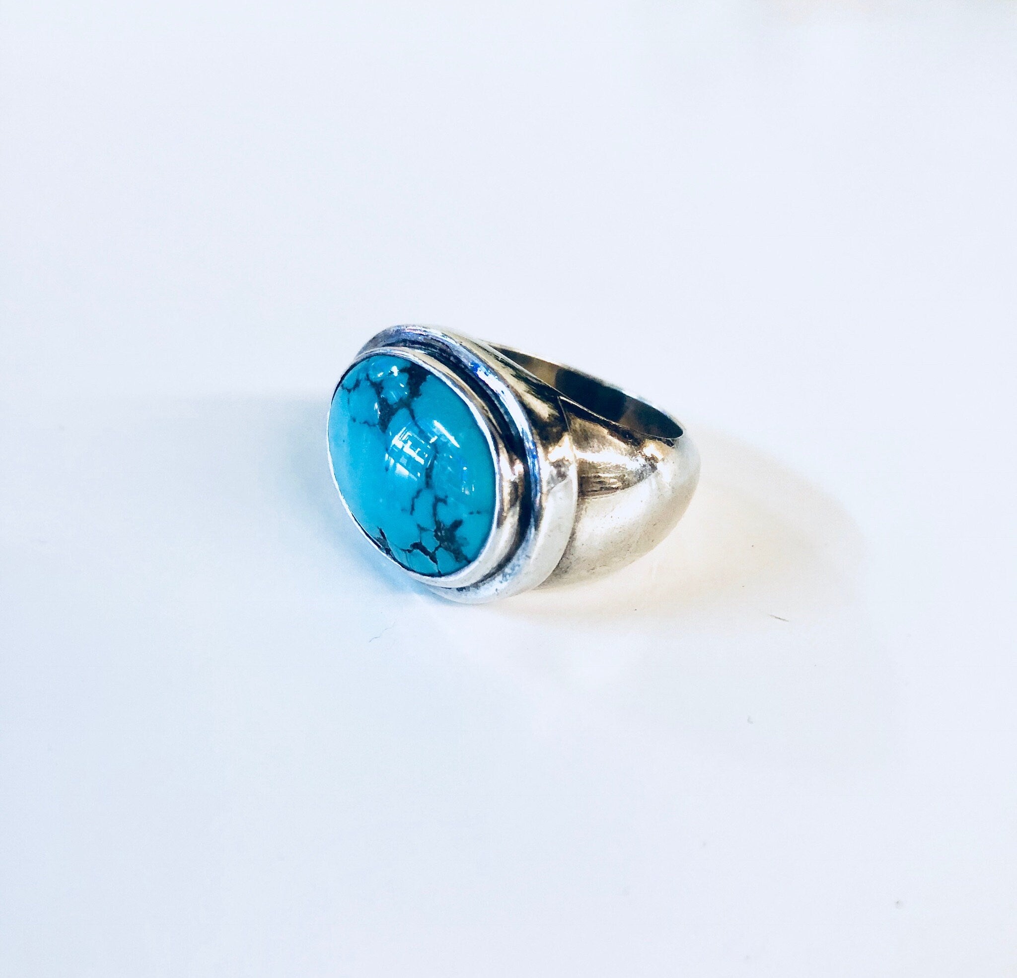 Vintage Silver Ring, Turquoise Ring, Vintage Jewelry, Sterling Silver, Statement Jewelry, Blue, Silver, Southwestern Ring, Turquoise, Ring