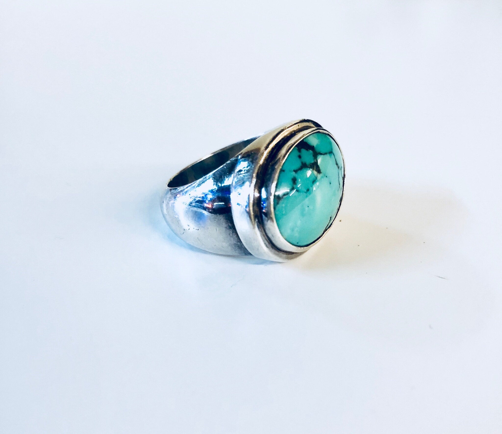 Vintage Silver Ring, Turquoise Ring, Vintage Jewelry, Sterling Silver, Statement Jewelry, Blue, Silver, Southwestern Ring, Turquoise, Ring