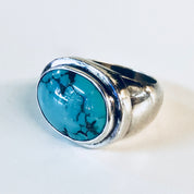 Vintage Silver Ring, Turquoise Ring, Vintage Jewelry, Sterling Silver, Statement Jewelry, Blue, Silver, Southwestern Ring, Turquoise, Ring
