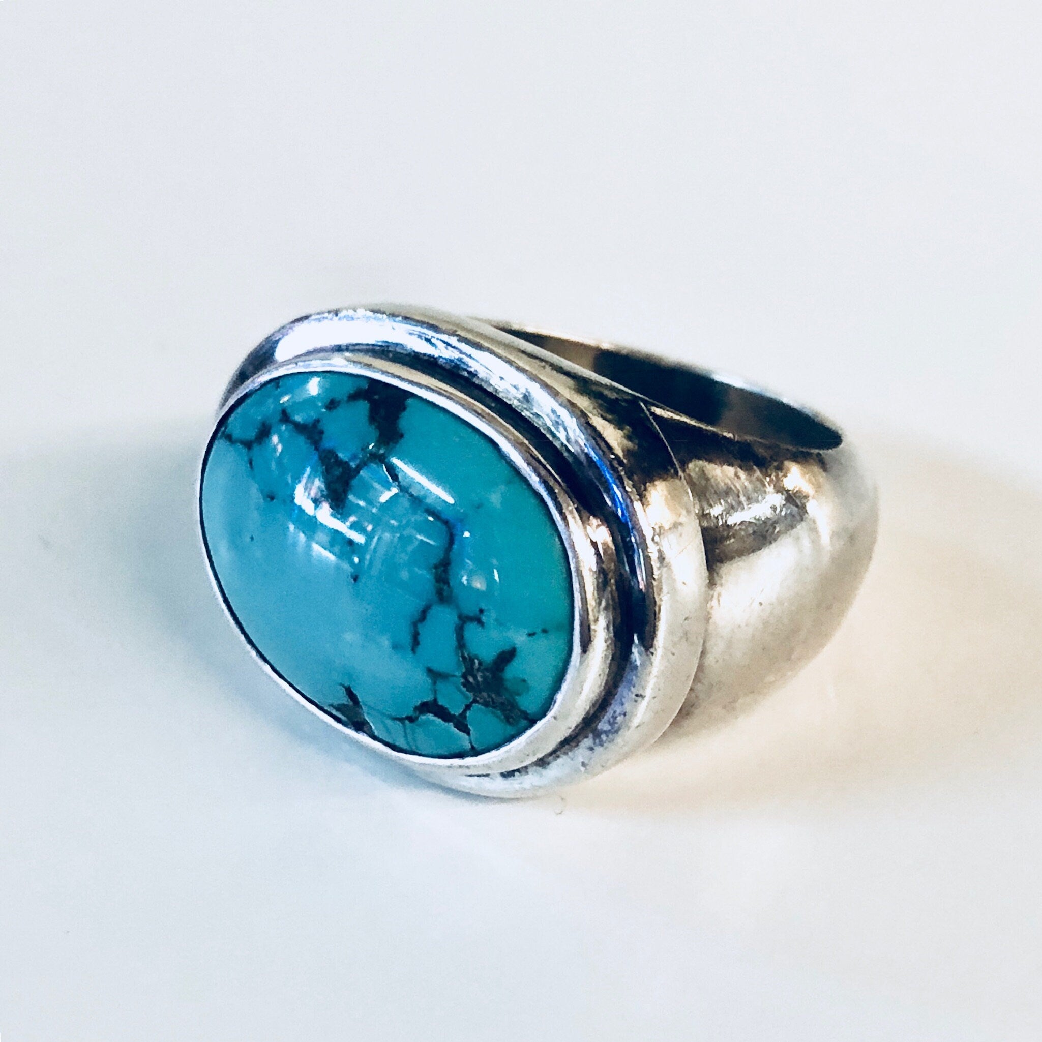Vintage Silver Ring, Turquoise Ring, Vintage Jewelry, Sterling Silver, Statement Jewelry, Blue, Silver, Southwestern Ring, Turquoise, Ring