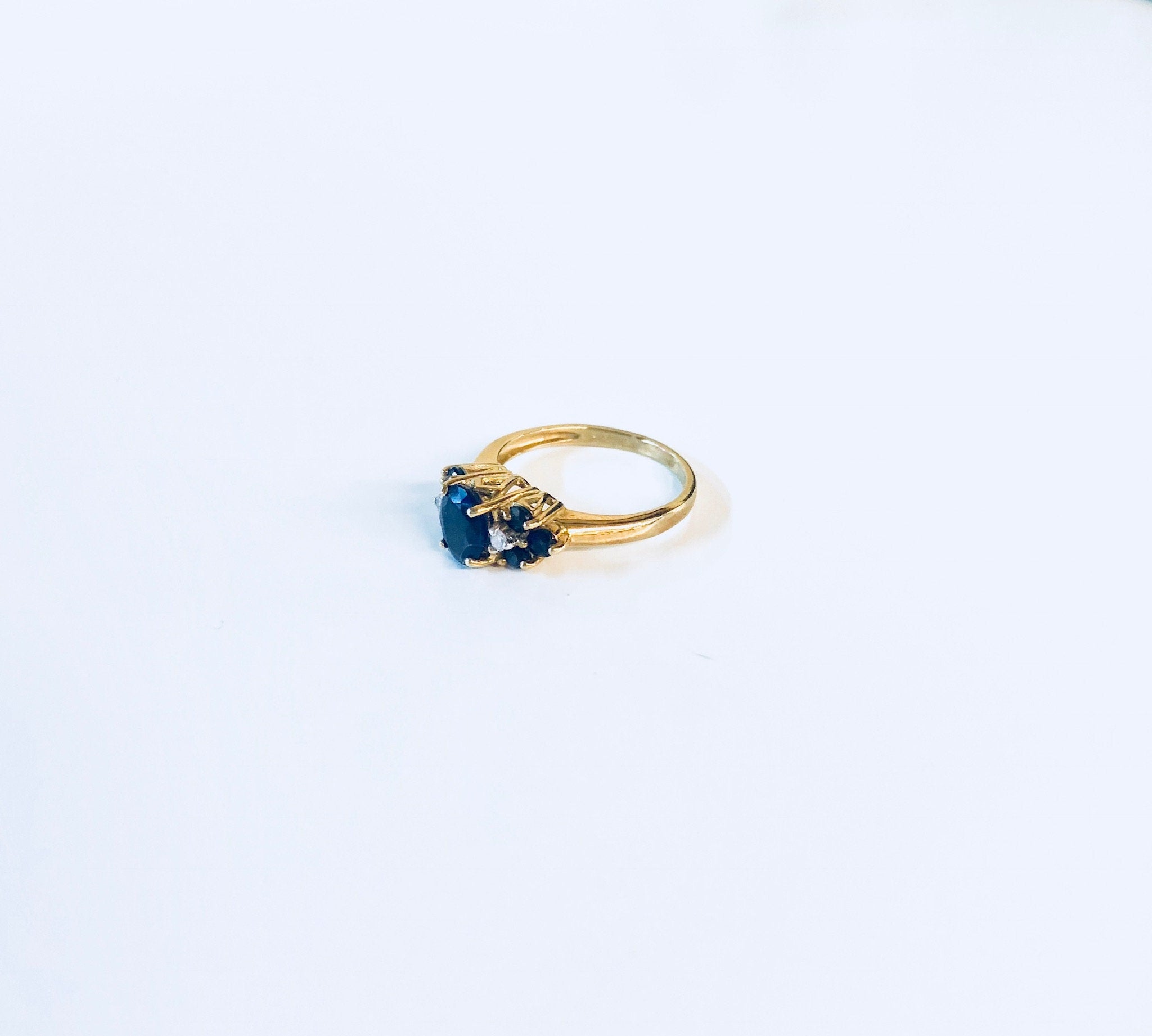 Vintage Gold Ring, Sapphire Ring, Vintage Jewelry, 14 Karat Gold, 14K, Yellow Gold, Blue, September, Birthstone, Engagement Ring, Wedding