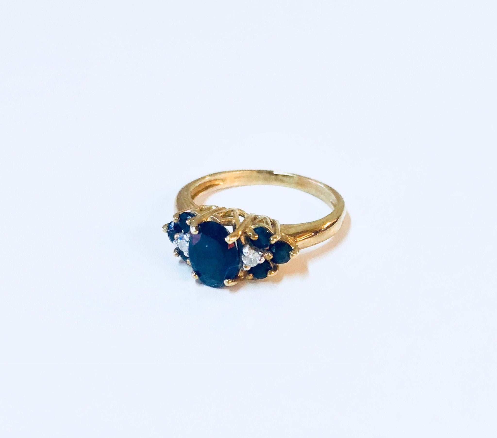 Vintage Gold Ring, Sapphire Ring, Vintage Jewelry, 14 Karat Gold, 14K, Yellow Gold, Blue, September, Birthstone, Engagement Ring, Wedding