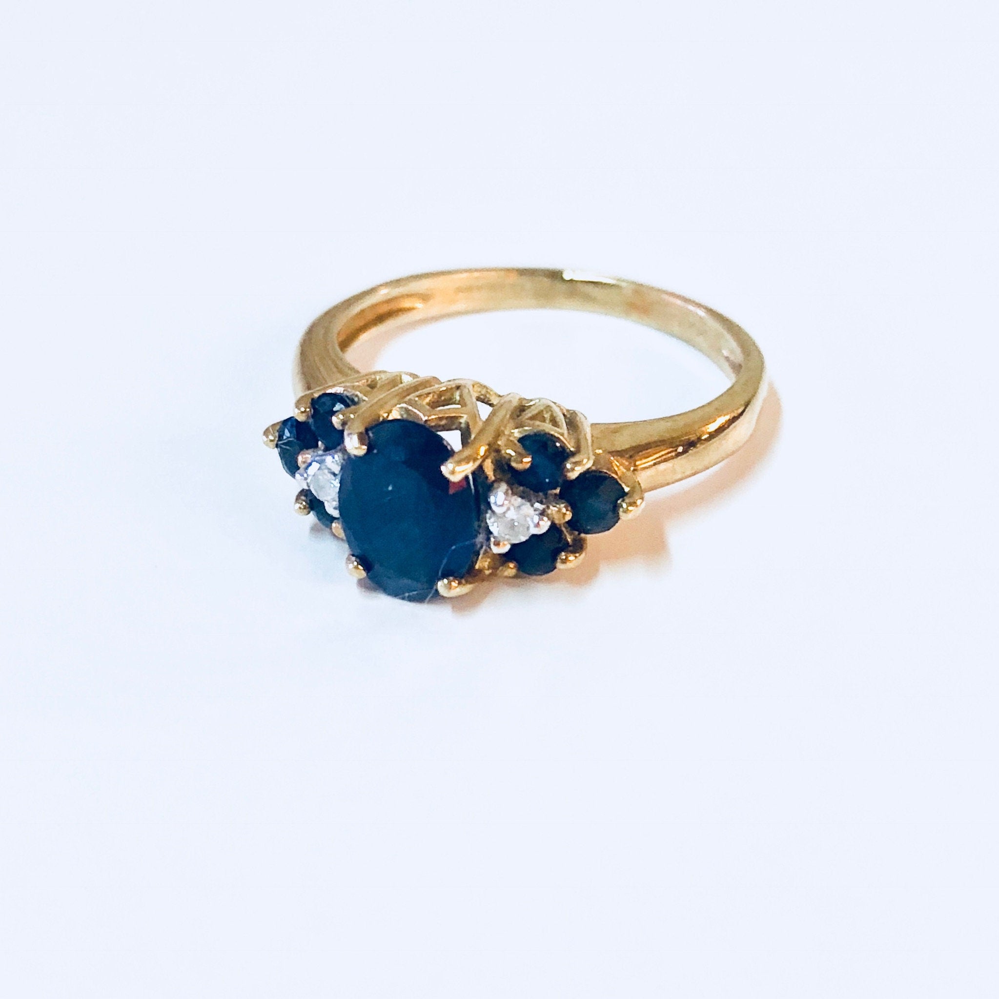 Vintage Gold Ring, Sapphire Ring, Vintage Jewelry, 14 Karat Gold, 14K, Yellow Gold, Blue, September, Birthstone, Engagement Ring, Wedding