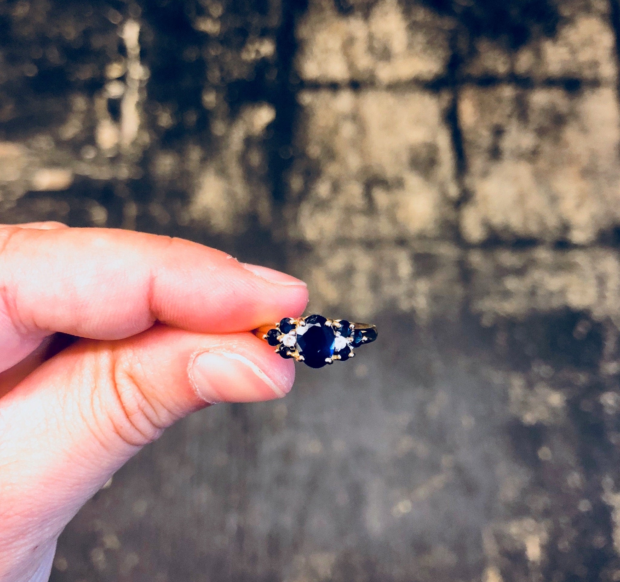 Vintage Gold Ring, Sapphire Ring, Vintage Jewelry, 14 Karat Gold, 14K, Yellow Gold, Blue, September, Birthstone, Engagement Ring, Wedding