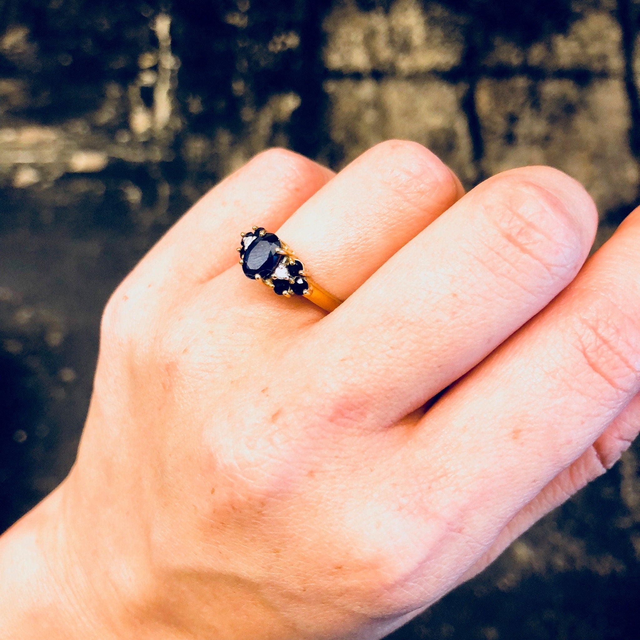 Vintage Gold Ring, Sapphire Ring, Vintage Jewelry, 14 Karat Gold, 14K, Yellow Gold, Blue, September, Birthstone, Engagement Ring, Wedding