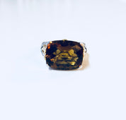 Vintage Silver Ring, Cocktail Ring, Topaz Ring, Cubic Zirconia, Sterling Silver, Vintage Jewelry, Anniversary Gift, Statement Jewelry, Gold