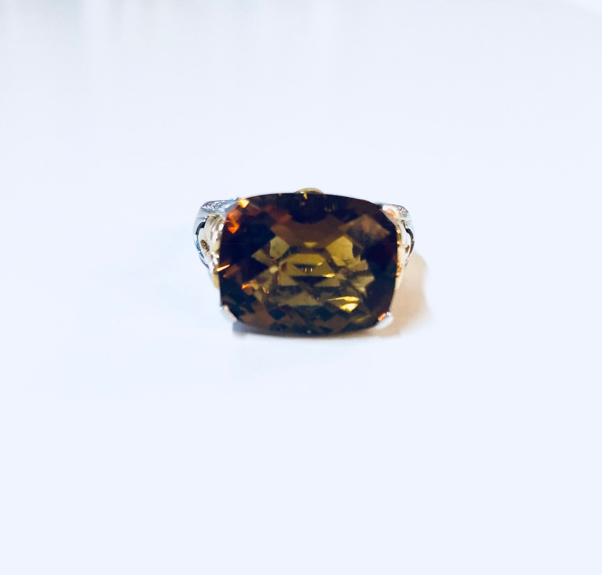Vintage Silver Ring, Cocktail Ring, Topaz Ring, Cubic Zirconia, Sterling Silver, Vintage Jewelry, Anniversary Gift, Statement Jewelry, Gold