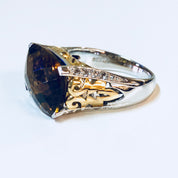 Vintage Silver Ring, Cocktail Ring, Topaz Ring, Cubic Zirconia, Sterling Silver, Vintage Jewelry, Anniversary Gift, Statement Jewelry, Gold
