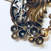 Vintage Brooch, Costume Jewelry, Vintage Pin, Modernist Jewelry, Gold Toned, Silver Toned, Lady's Face, Flower Brooch, Vintage Jewelry, Pin