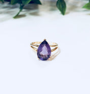 Vintage Gold Ring, 10 Karat Gold, Amethyst Ring, Amethyst Jewelry, Purple Ring, Gold Jewelry, Vintage Jewelry, 10K, Yellow Gold, Teardrop