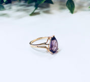 Vintage Gold Ring, 10 Karat Gold, Amethyst Ring, Amethyst Jewelry, Purple Ring, Gold Jewelry, Vintage Jewelry, 10K, Yellow Gold, Teardrop