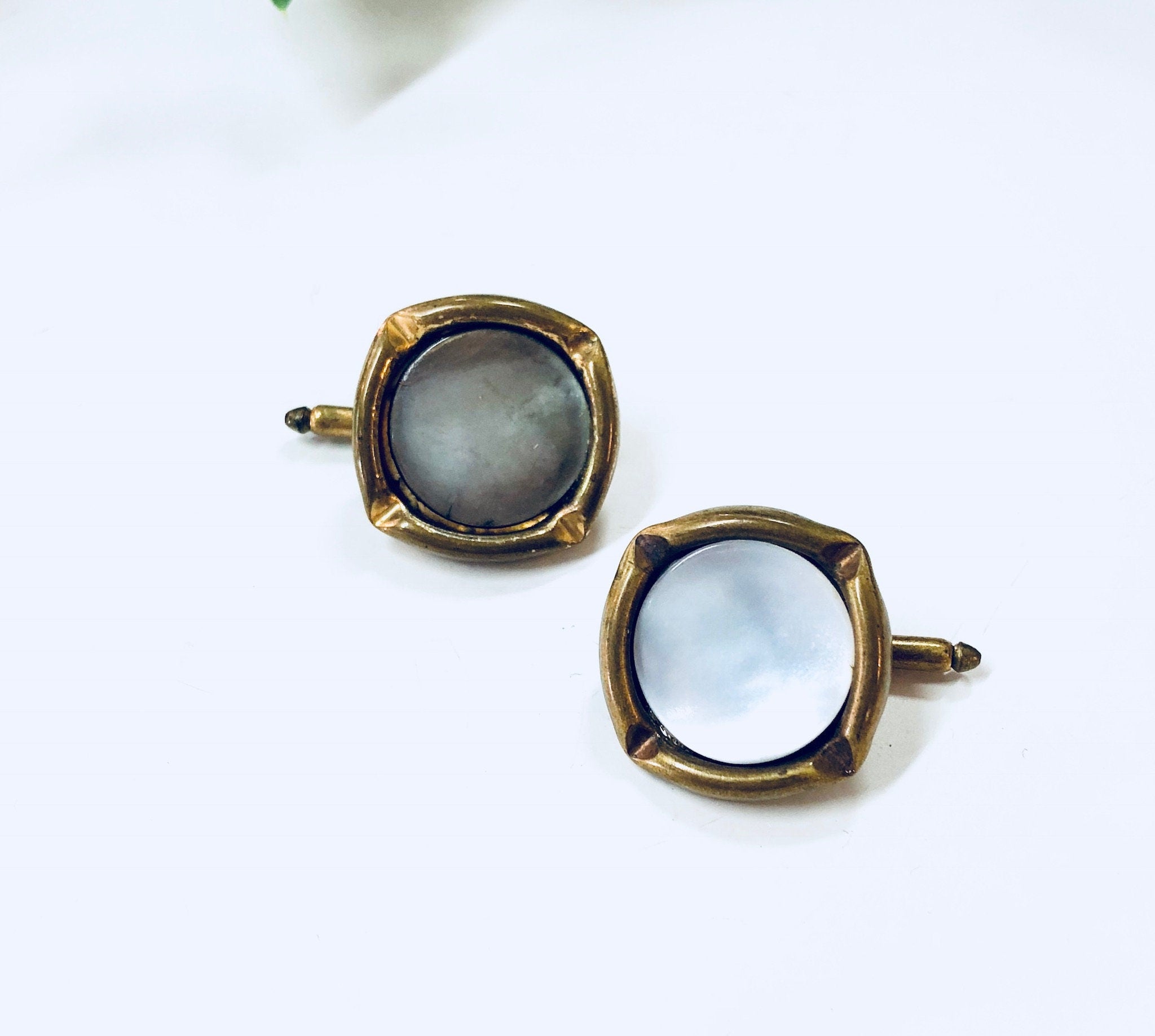 Vintage Tuxedo Studs, Tuxedo Studs, Formal Wear, Menswear, Mother of Pearl, Accessories, Gold toned, Paul Sargent, Designer Tuxedo Studs
