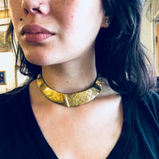 Vintage Choker, Brass Choker, Collar Necklace, Brass Jewelry, Vintage Jewelry, Textured Brass, Necklace, Gold Toned, Small Choker, collar