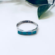 Vintage Silver Ring, Turquoise Ring, Blue, Sterling Silver, Vintage Jewelry, Inlaid Turquoise, Turquoise Jewelry,Boho Style,Bohemian Jewelry