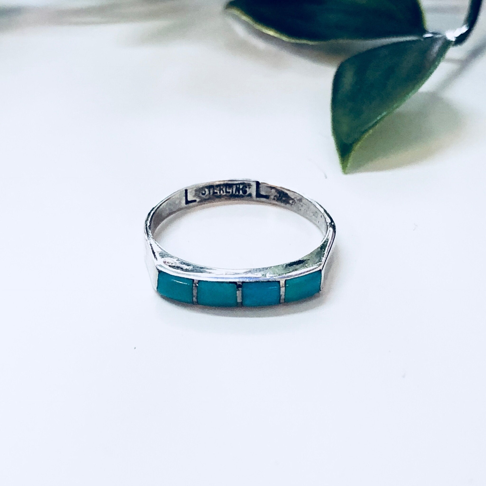 Vintage Silver Ring, Turquoise Ring, Blue, Sterling Silver, Vintage Jewelry, Inlaid Turquoise, Turquoise Jewelry,Boho Style,Bohemian Jewelry