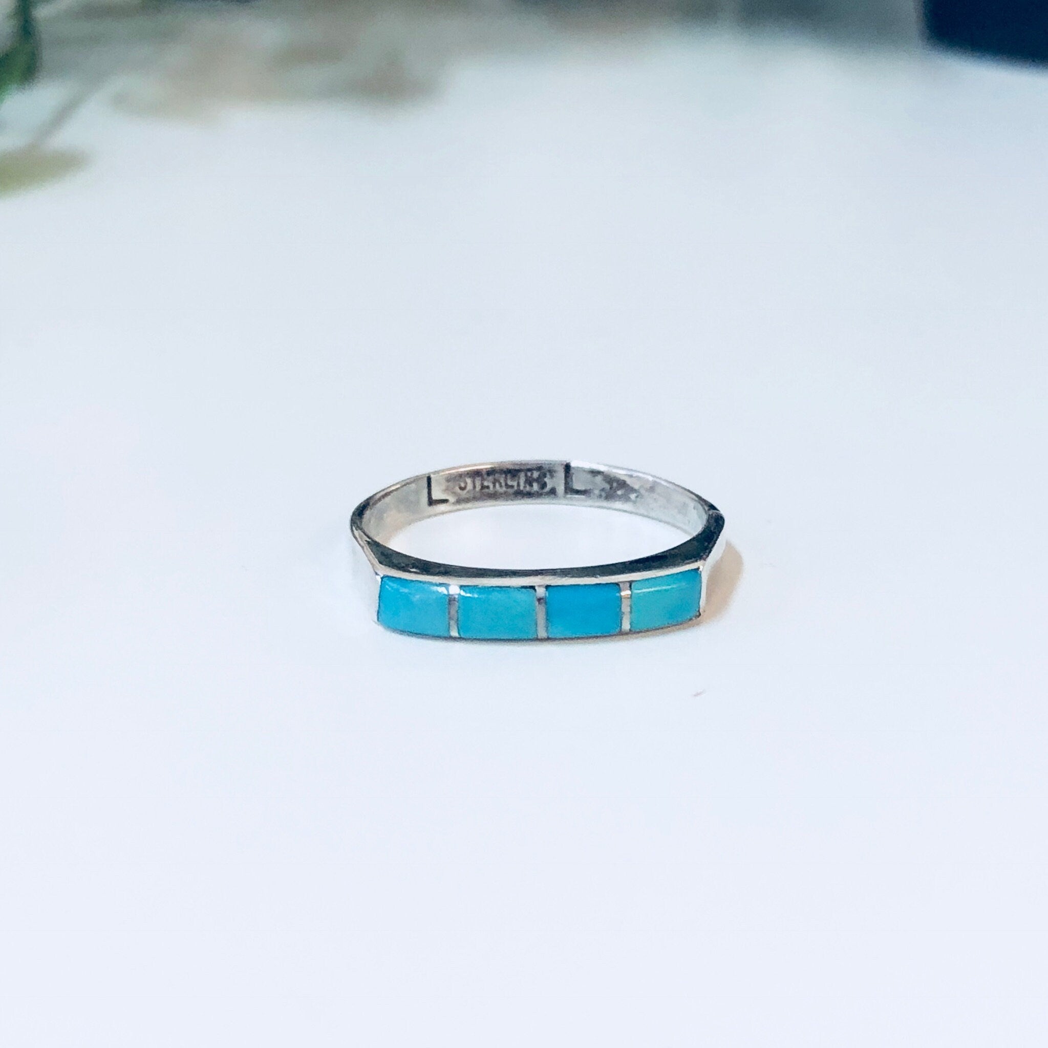 Vintage Silver Ring, Turquoise Ring, Blue, Sterling Silver, Vintage Jewelry, Inlaid Turquoise, Turquoise Jewelry,Boho Style,Bohemian Jewelry