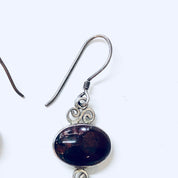 Vintage silver Earrings, Sanjen Earrings, Gemstone Earrings, Red Stones, Dangle Earrings, Drop Earrings, Pierced Ears, Vintage Jewelry, 925