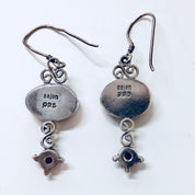 Vintage silver Earrings, Sanjen Earrings, Gemstone Earrings, Red Stones, Dangle Earrings, Drop Earrings, Pierced Ears, Vintage Jewelry, 925