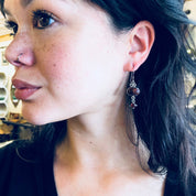 Vintage silver Earrings, Sanjen Earrings, Gemstone Earrings, Red Stones, Dangle Earrings, Drop Earrings, Pierced Ears, Vintage Jewelry, 925