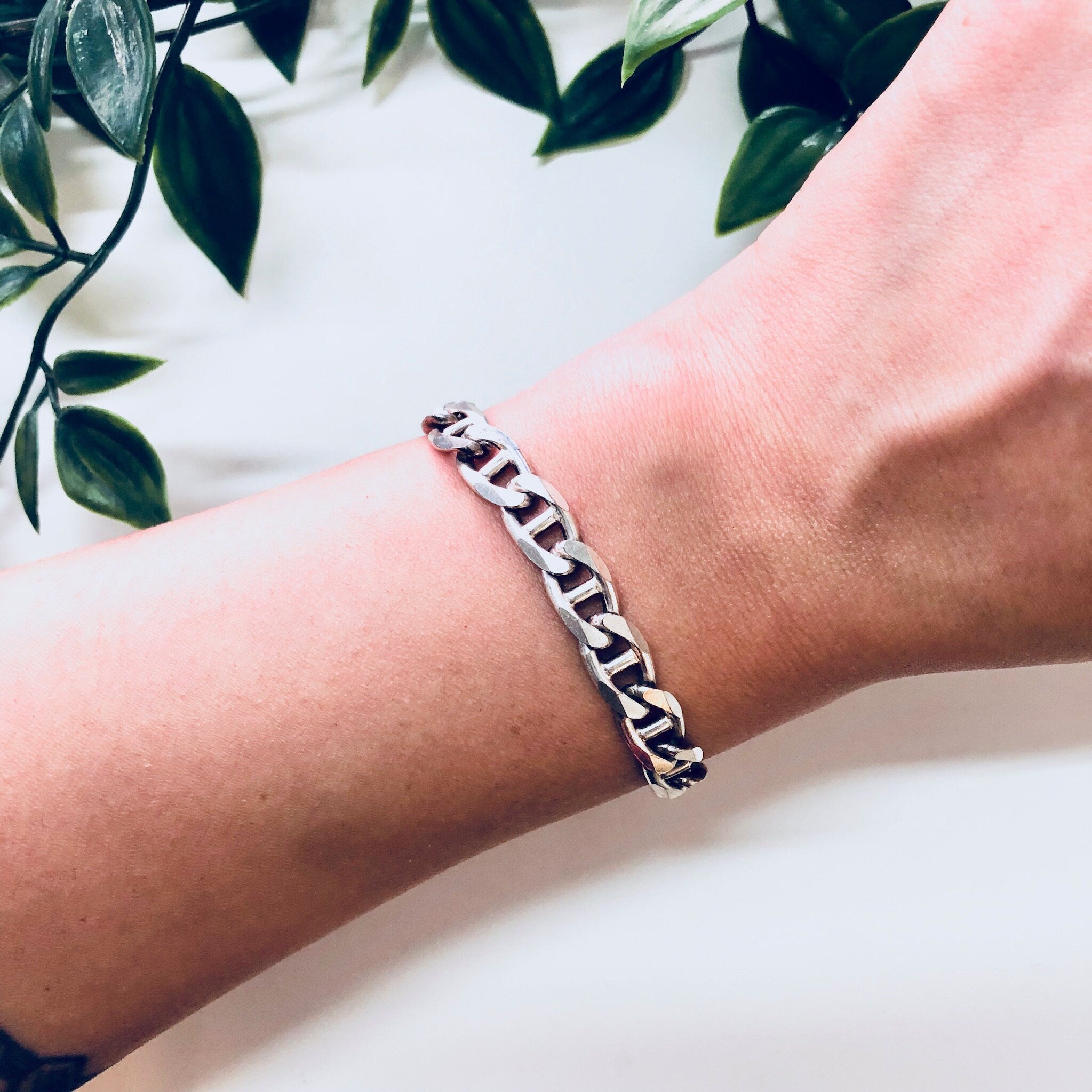 Vintage Silver Bracelet, Link Bracelet, Sterling Silver, Vintage Jewelry, Chain Bracelet, 925, Made in Italy, Skinny Bracelet, Fine Jewelry