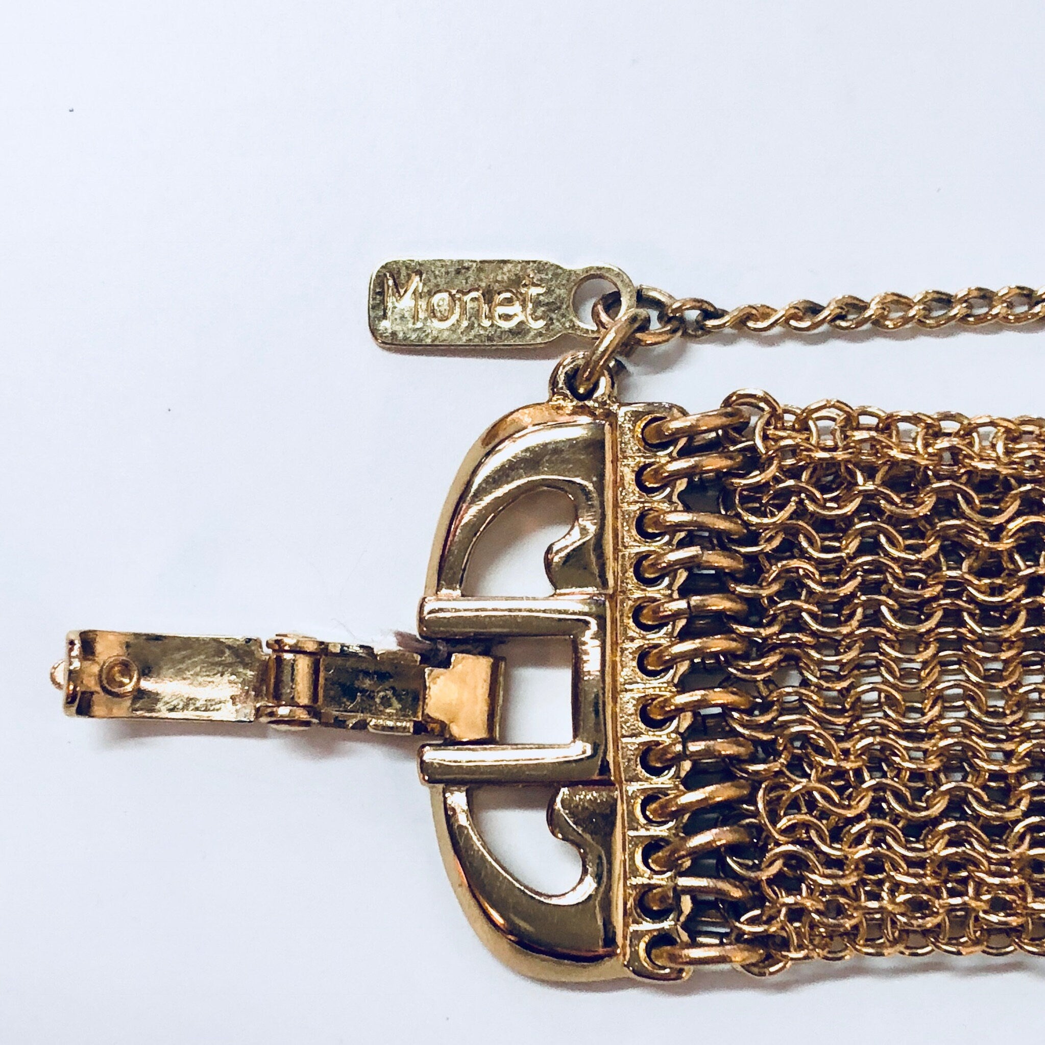 Vintage Bracelet, Mesh Jewelry, Monet Jewelry, Costume Jewelry, Mesh Bracelet, Vintage Jewelry, Gold Toned Jewelry, Statement Bracelet